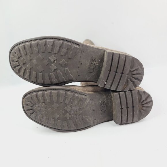 UGG Women's Tan Chaney Sheepskin Fur Dual Strap Winter Ankle Moto Boot Size 9.5 - Picture 6 of 7